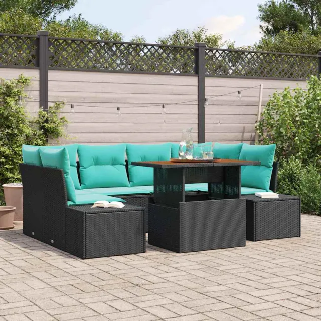vidaXL Tuin Sofa Set 7 st Zwart Poly riet