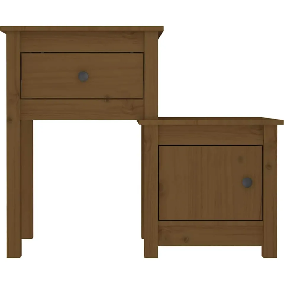 vidaXL Nachtkastje 79,5x38x65,5 cm massief grenenhout honingbruin bruin, foto 3