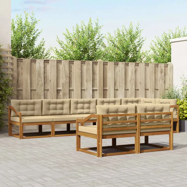 vidaXL Buiten bankenset 8 st 8-zits Natuurlijk en Beige