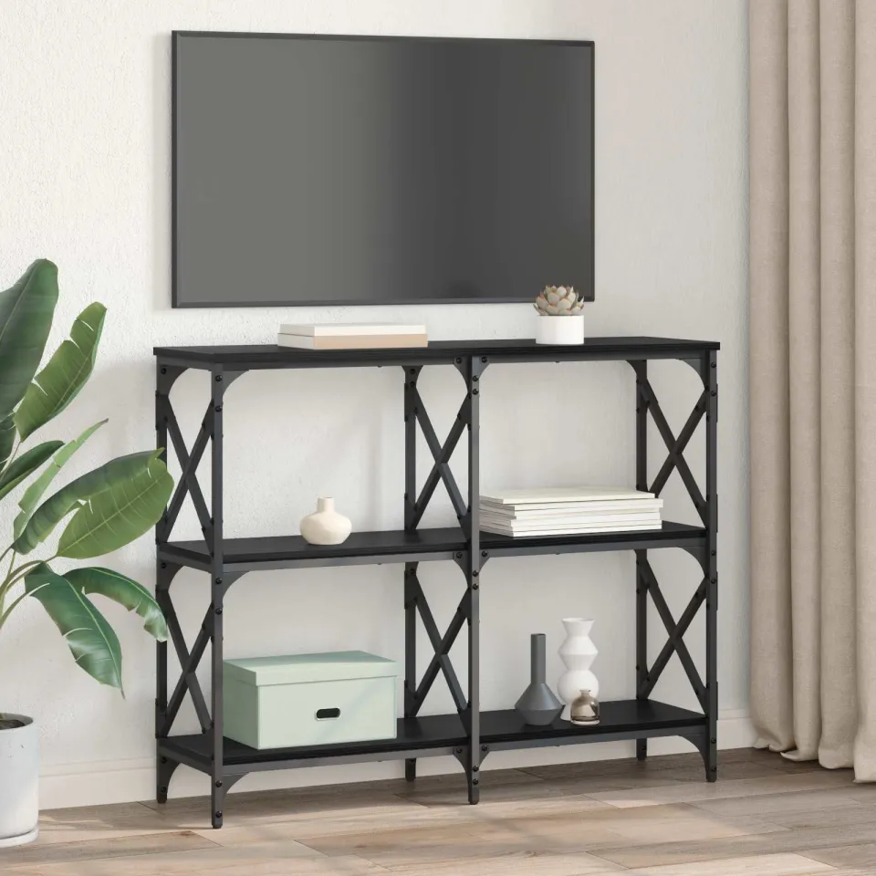 vidaXL Wandtafel Zwart Eiken 100 x 28 x 80,5 cm Bewerkt hout, foto 2