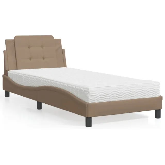 vidaXL Bed met matras Zadar kunstleer cappuccinokleurig 80x200 cm Bruin