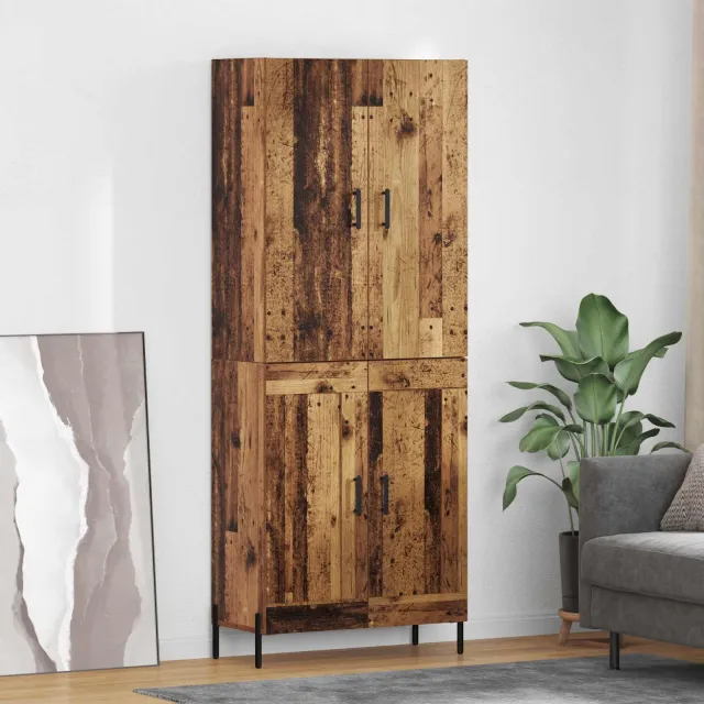 vidaXL Highboard Oud Hout 69,5 x 34 x 180 cm Bewerkt hout Bruin