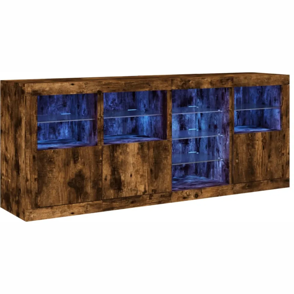 vidaXL Dressoir met LED-verlichting 164x37x67 cm gerookt eikenkleurig Bruin