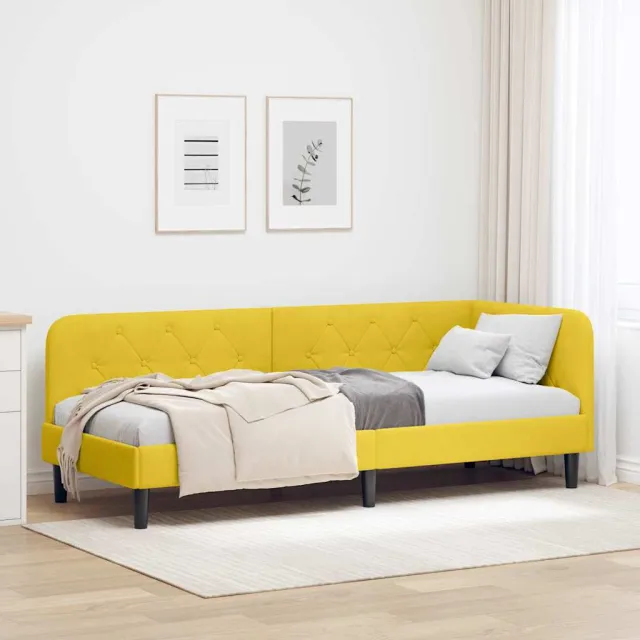 vidaXL Hoekbedframe Geel 80 x 200 cm fluweel