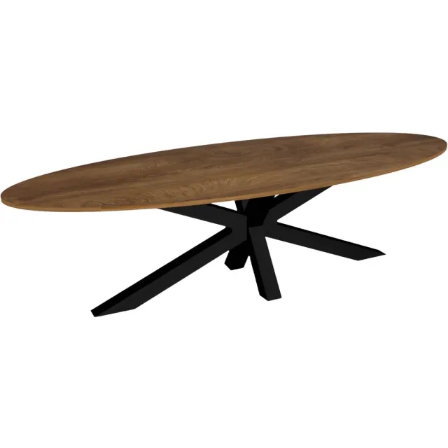 Lizzely Garden & Living Eettafel ovaal 300cm Rato bruin ovale tafel MDF eetkamertafel