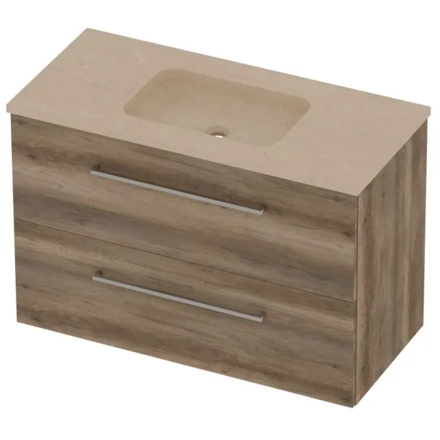 Basic-Line Rocky 46 Badmeubelset Hardsteen Midden 100x46x62 cm Scotch Oak Sand Stone Beige
