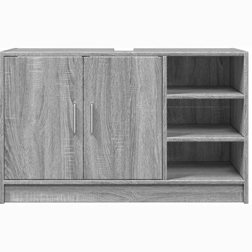 vidaXL Wastafelkast 90x29x55 cm bewerkt hout grijs sonoma eikenkleurig, foto 4
