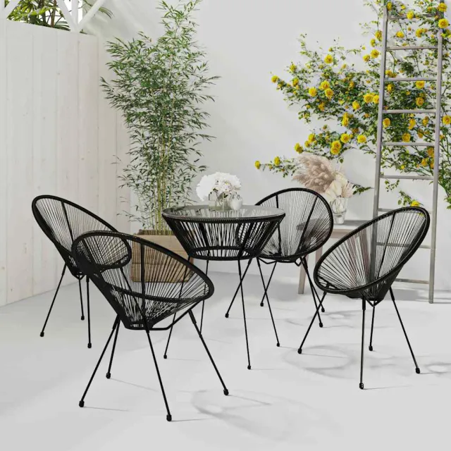 vidaXL 5-delige Tuinset PVC-rattan zwart