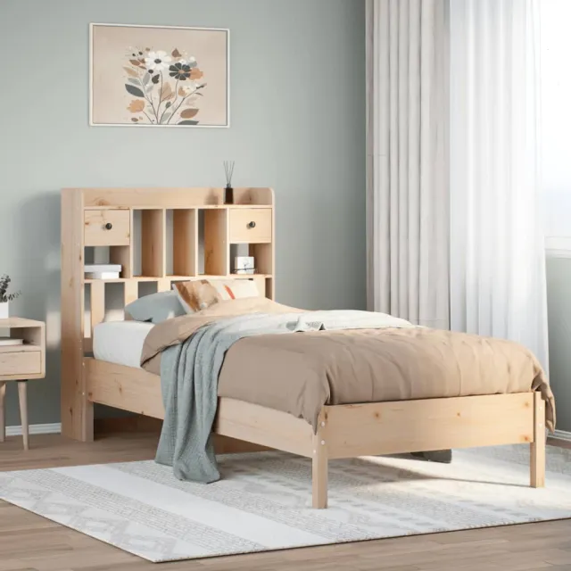 vidaXL Bed met boekenkast zonder matras massief grenenhout 75x190 cm bruin