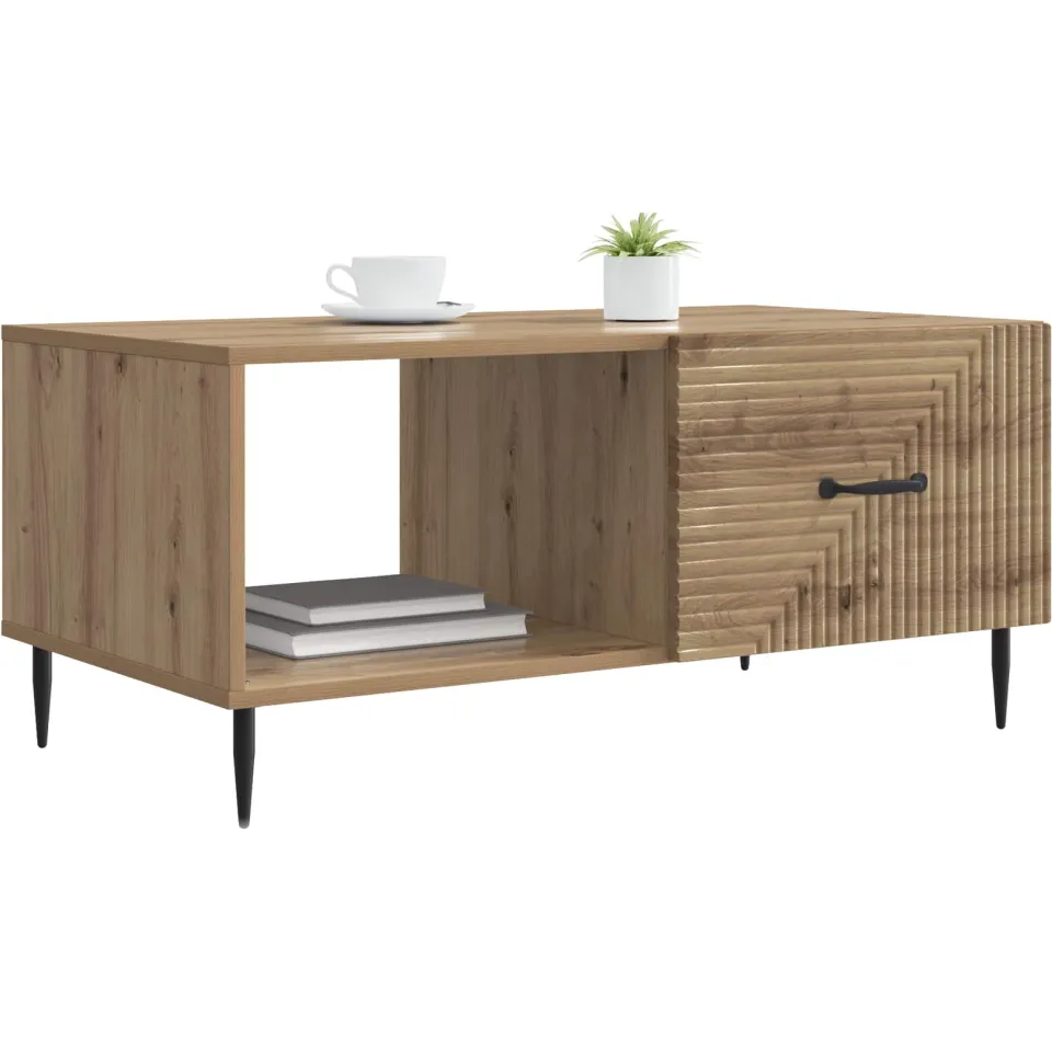 vidaXL Salontafel Artisanaal eiken 90 x 50 x 40 cm Bewerkt hout