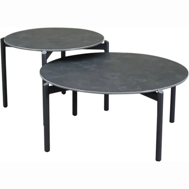 AVH-Collectie Tucson salontafels 87 cm rond en 67 cm rond keramiek antraciet