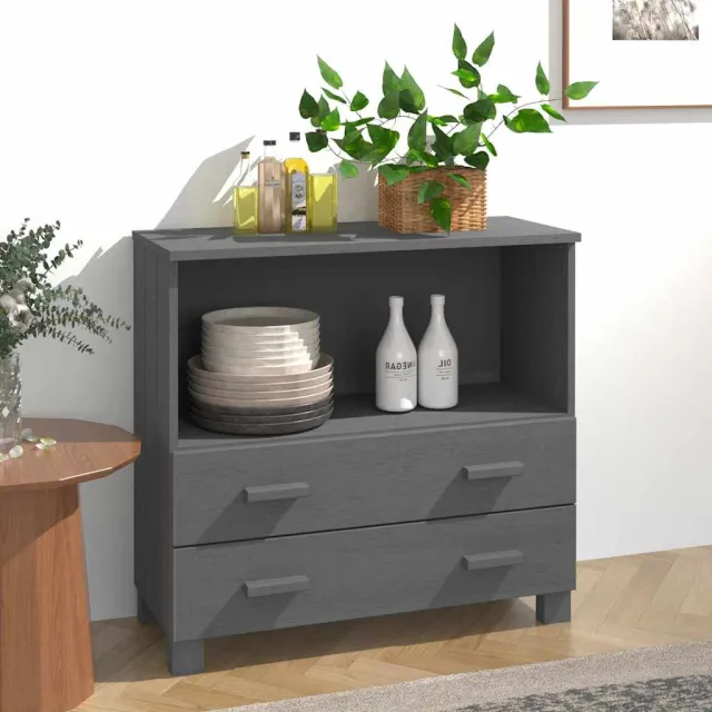 vidaXL Dressoir HAMAR 85x35x80 cm massief grenenhout donkergrijs grijs, foto 2