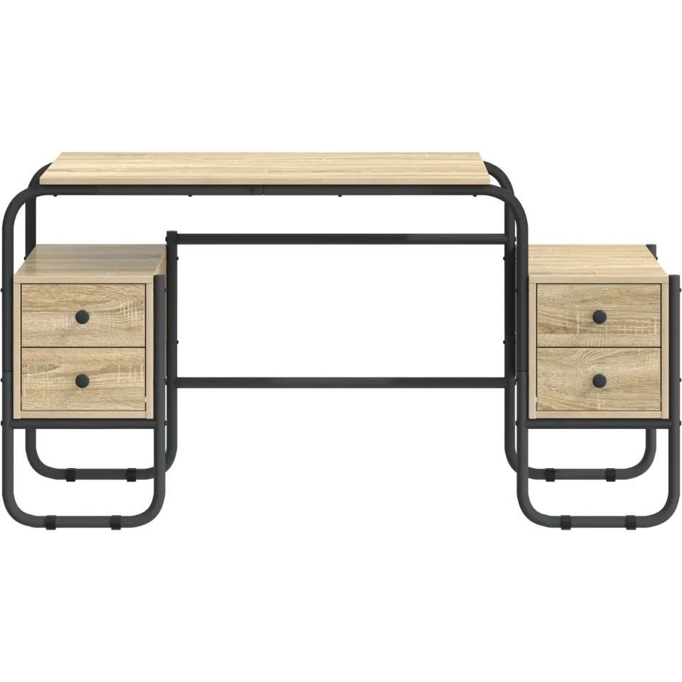 vidaXL Bureau met opbergruimte Sonoma Eiken 145 x 50 x 75 cm, foto 4