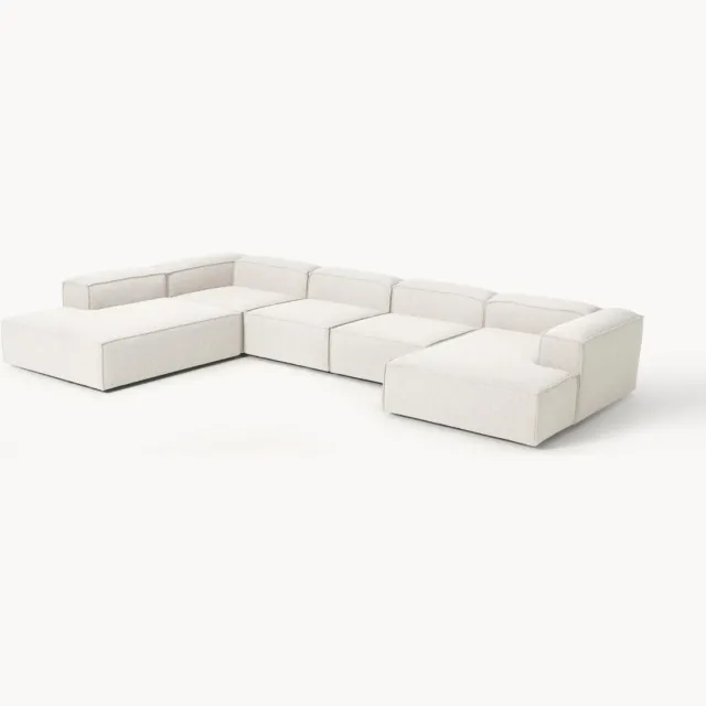 Westwing Collection Modulaire U-bank Lennon uit bouclé Wit