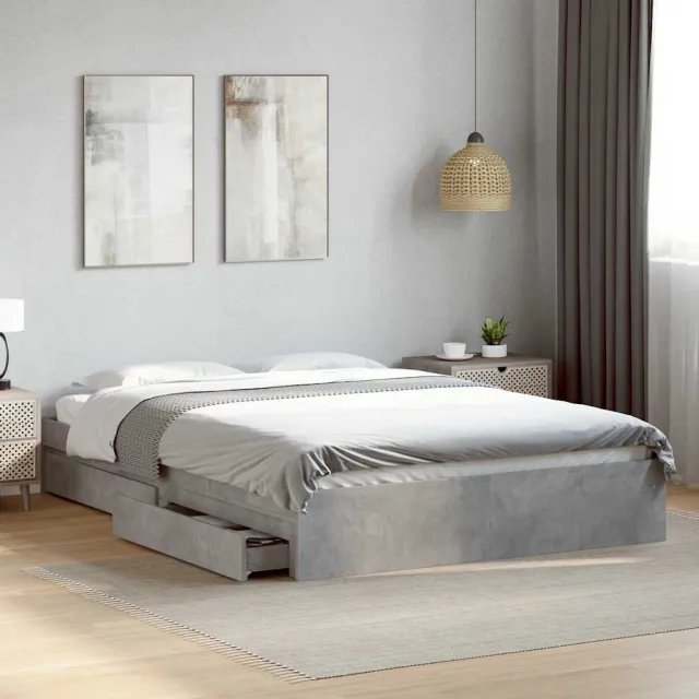 vidaXL Bedframe met lades bewerkt hout betongrijs 150x200 cm grijs