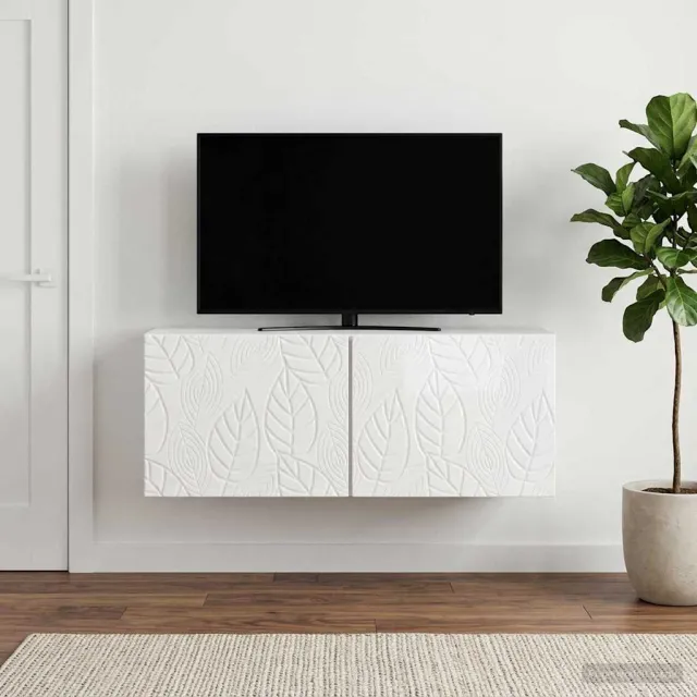 vidaXL Wandbeugel TV-kast 59,5 x 31 cm Hoogglans Wit Bewerkt hout