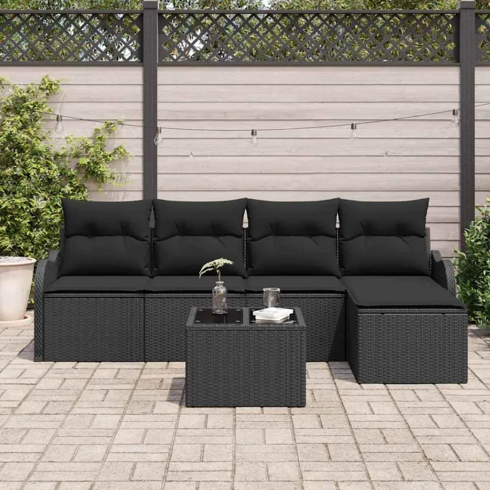 vidaXL Tuin Sofa Set 6 st Zwart poly rattan, foto 3