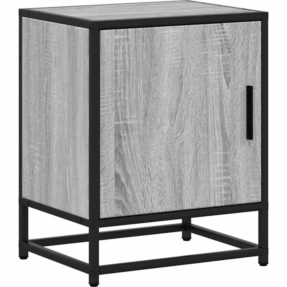vidaXL Nachtkastje 40x31x50 cm bewerkt hout&metaal grijs sonoma eiken