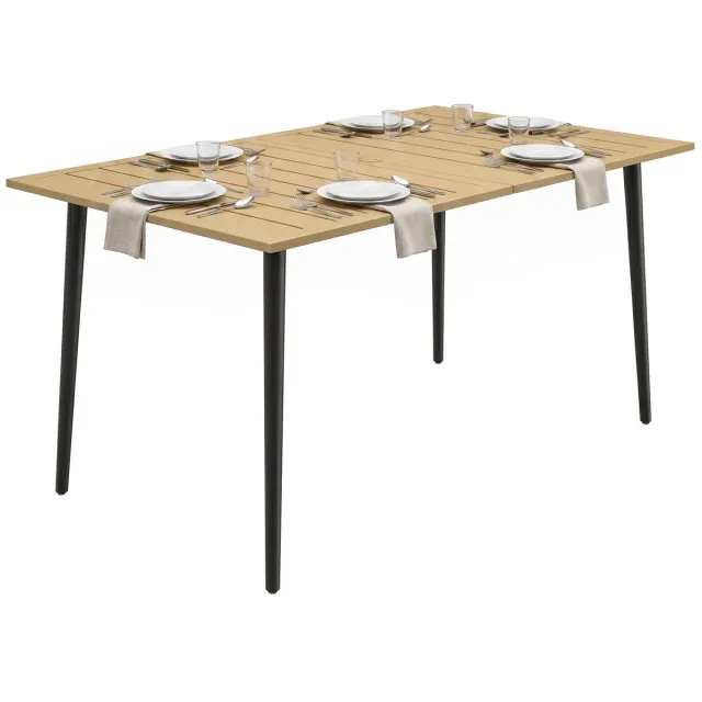 Outsunny Tuintafel-Staal, metaal-150L x 90B x 73H cm-Bruin