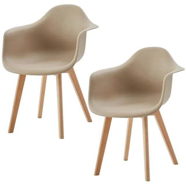 Jurrys Eetkamerstoelen - Zetel - Keukenstoelen - Zitmeubels - Set van 2 - Comfortabel - Populair - Beige - 47x61.5x81.5cm