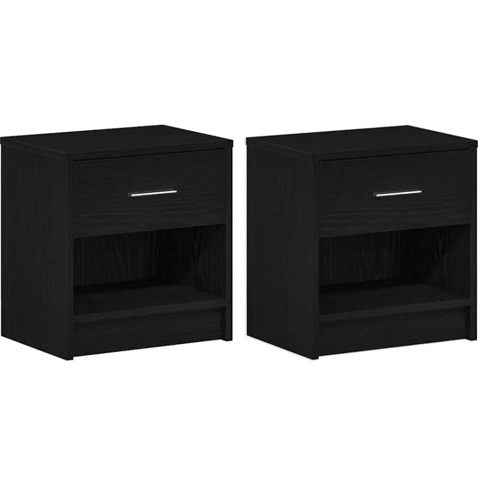 vidaXL Nachtkastjes 2 st met lade 39x28x41 cm zwart, foto 3