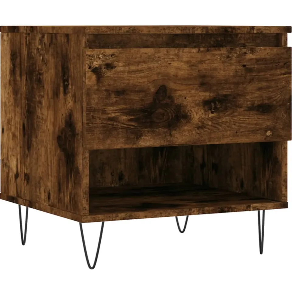 vidaXL Salontafels 2 st 50x46x50 cm bewerkt hout gerookt eikenkleurig Bruin