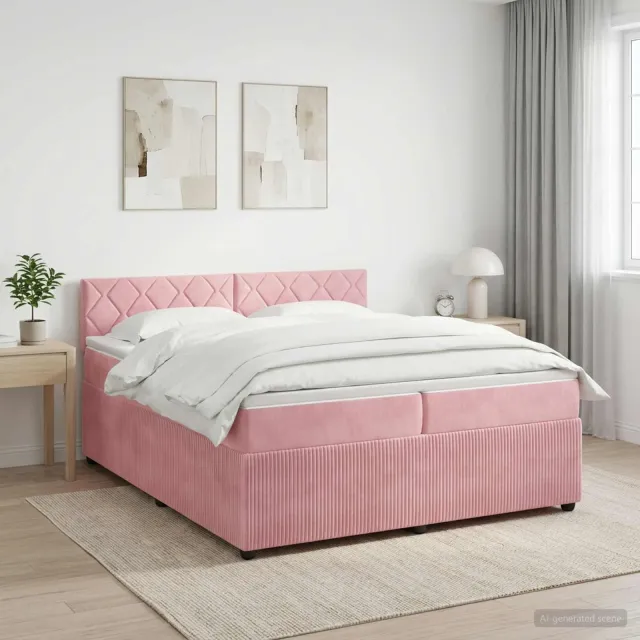 vidaXL Boxspringbed met matras Roze 200 x 200 cm Fluweel