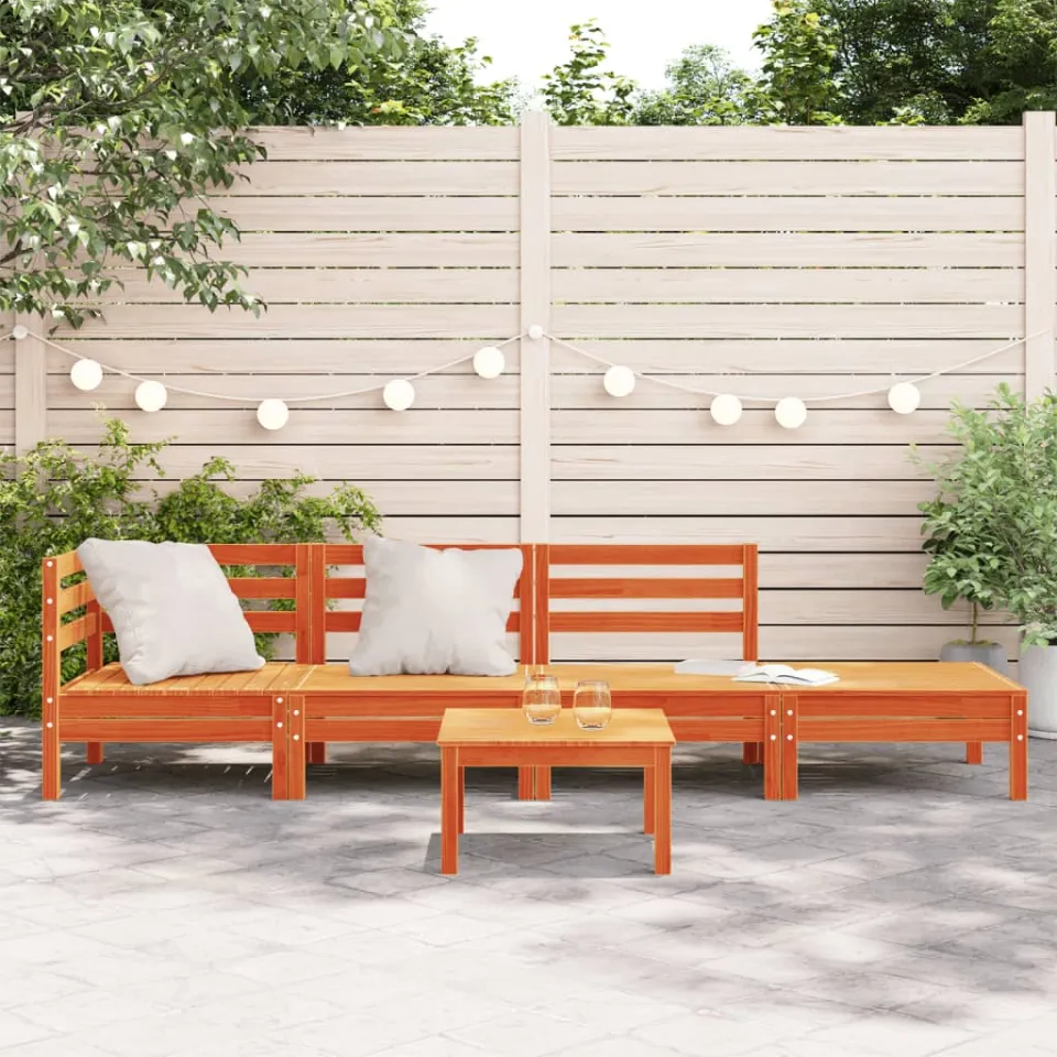 vidaXL Garden Lounge Set 4-zits Wasbruin Solid pine wood bruin, foto 2