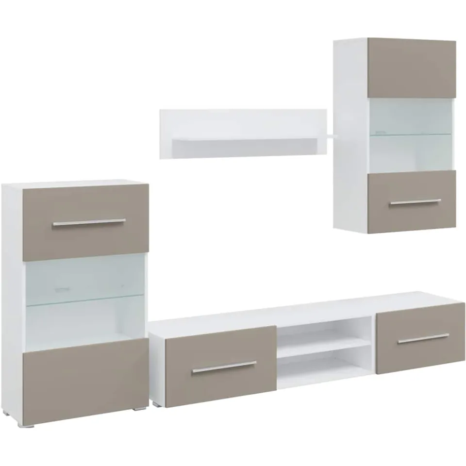 vidaXL 5-delige Tv-meubels met LED-verlichting bewerkt hout steengrijs grijs, foto 3