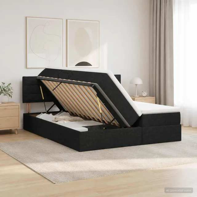 vidaXL Opslag bed met hoofdeinde 2 st Zwart Nep Leer