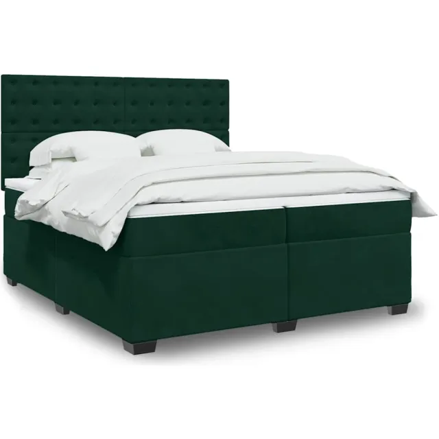 vidaXL Boxspring met matras fluweel donkergroen 200x200 cm groen