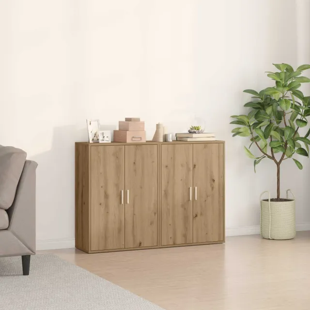 vidaXL Dressoir 2 st Artisan Eiken 60 x 31 x 84 cm Bewerkt hout Bruin