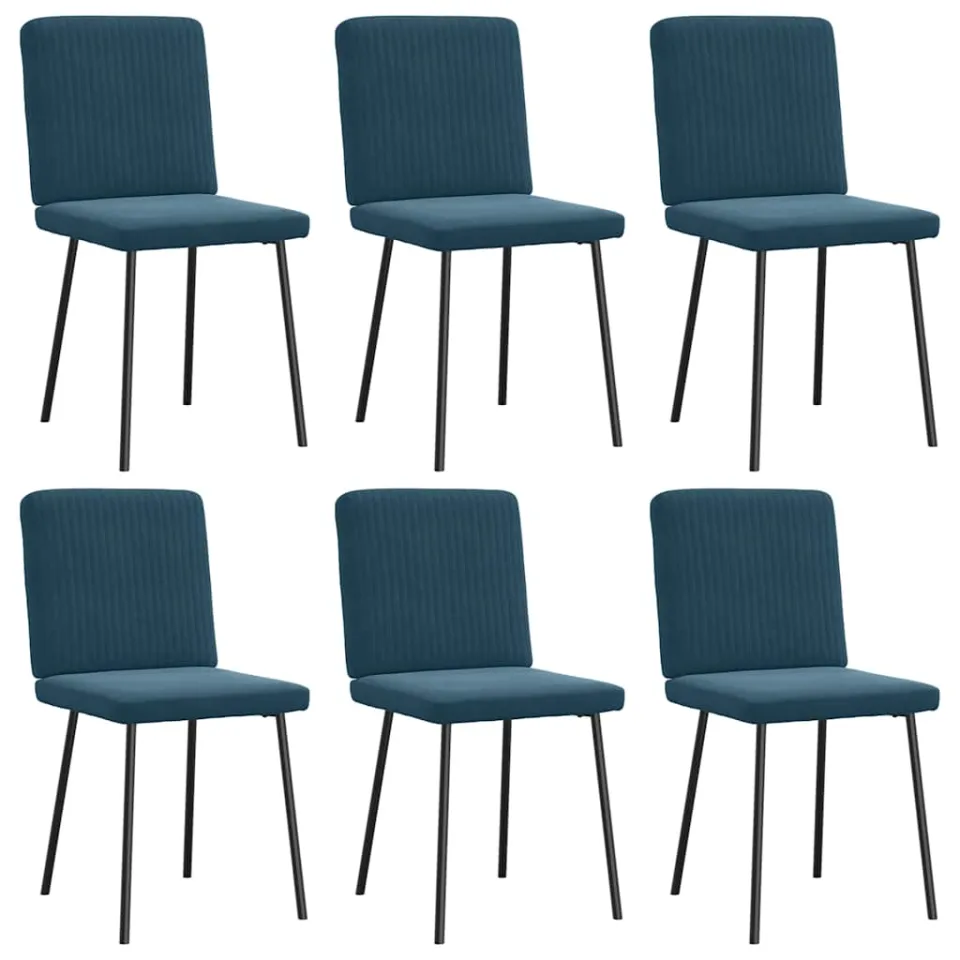 vidaXL Eetkamerstoelen 6 st fluweel blauw, foto 3
