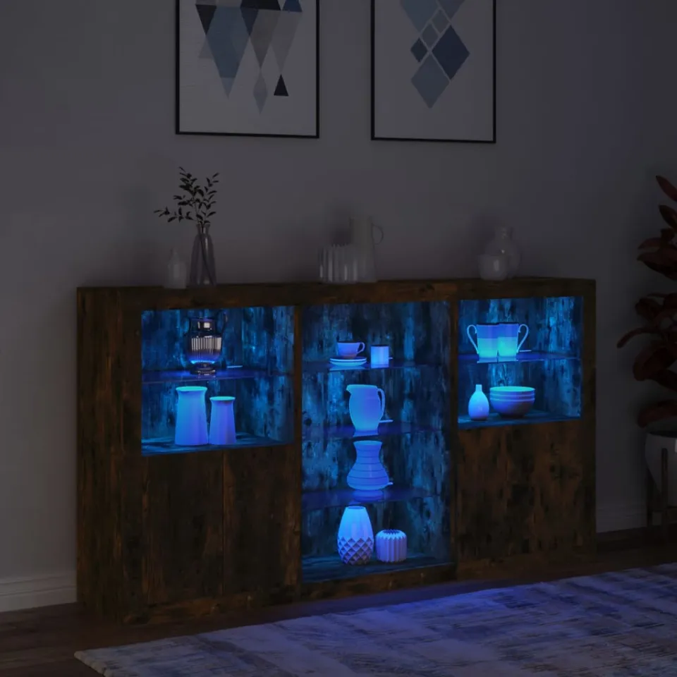 vidaXL Dressoir met LED-verlichting 181,5x37x100 cm gerookt eikenkleur, foto 4