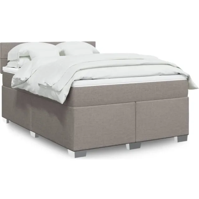 vidaXL Boxspring met matras stof taupe 160x200 cm