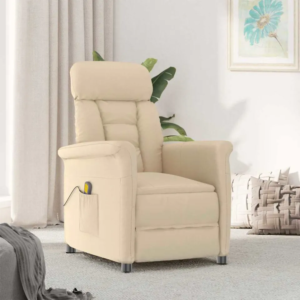vidaXL Massagestoel Crème 96.5 x 70.5 x 95 cm Microvezel, foto 2