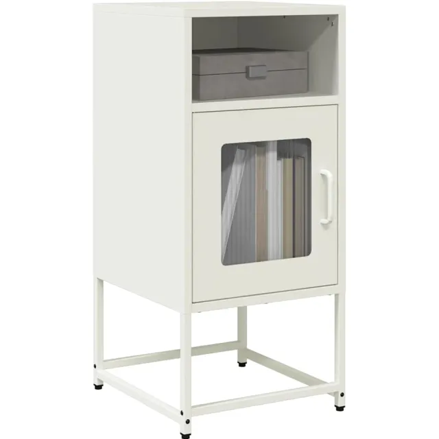 vidaXL Nachtkastje 36x39x78 cm koudgewalst staal wit