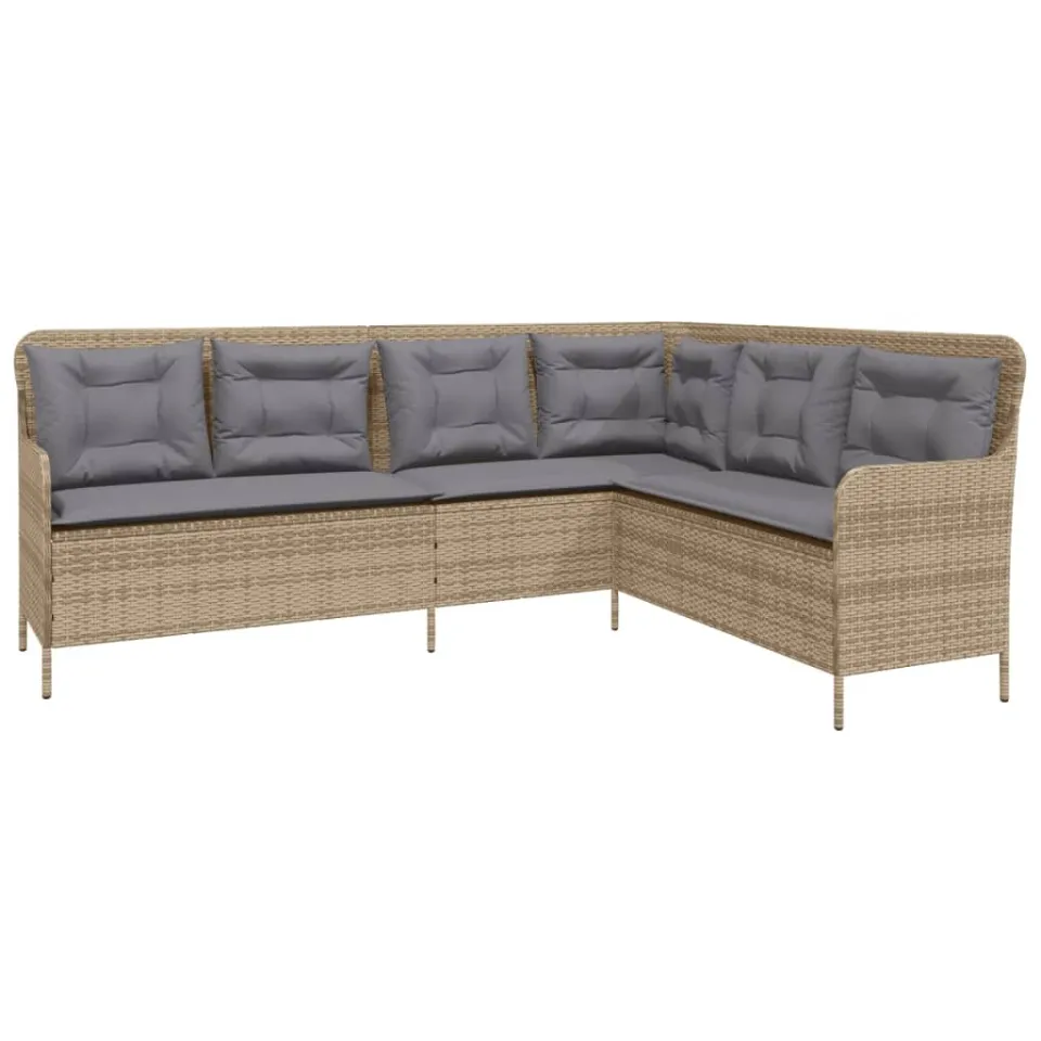 vidaXL 2-delige Loungeset met kussens poly rattan beige