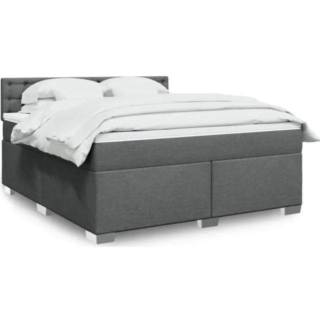 vidaXL Boxspring met matras stof donkergrijs 180x200 cm grijs