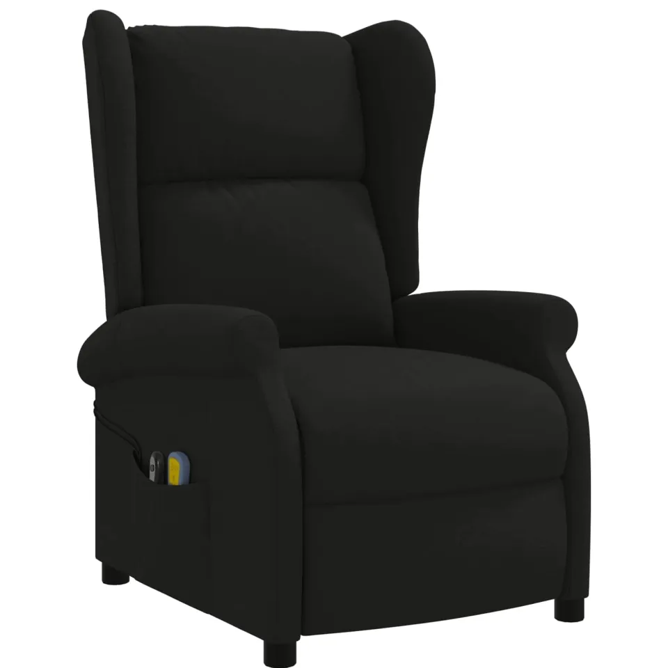 vidaXL Elektrische massage fauteuil met hoge rugleuning Zwart Stof, foto 3