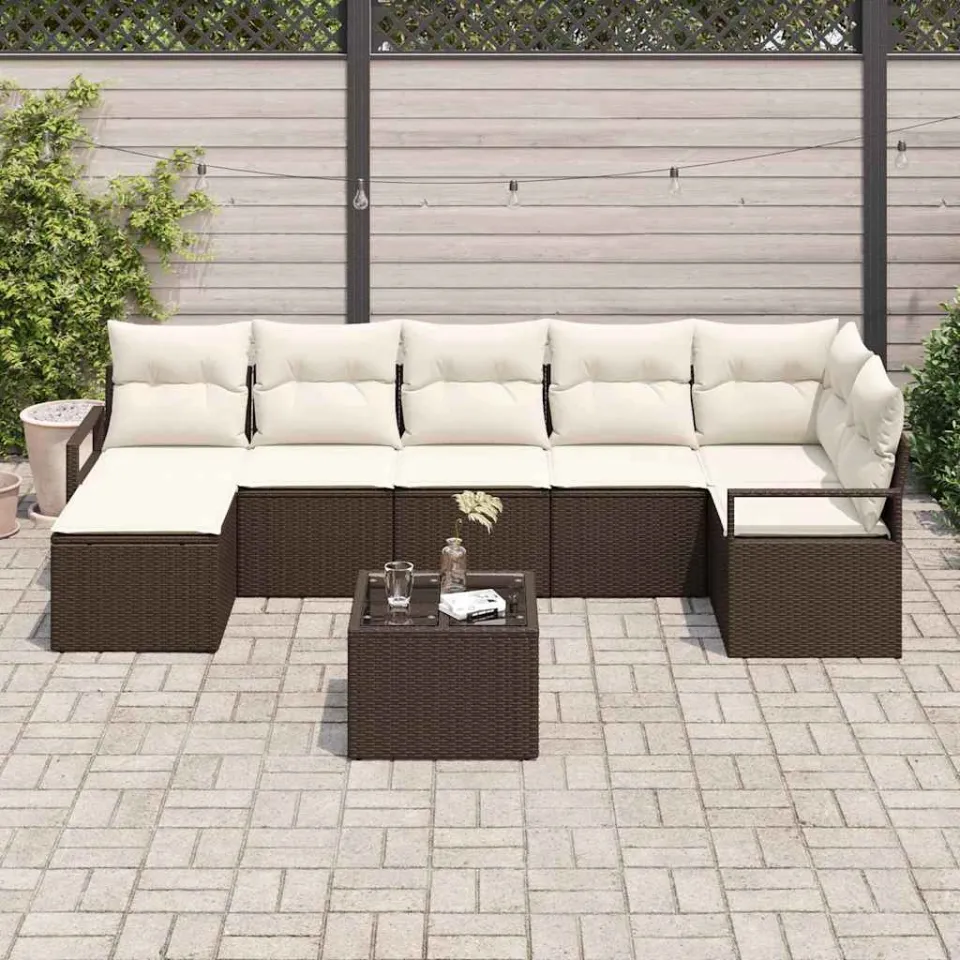 vidaXL Bankstel 8 st Bruin poly rattan, foto 3