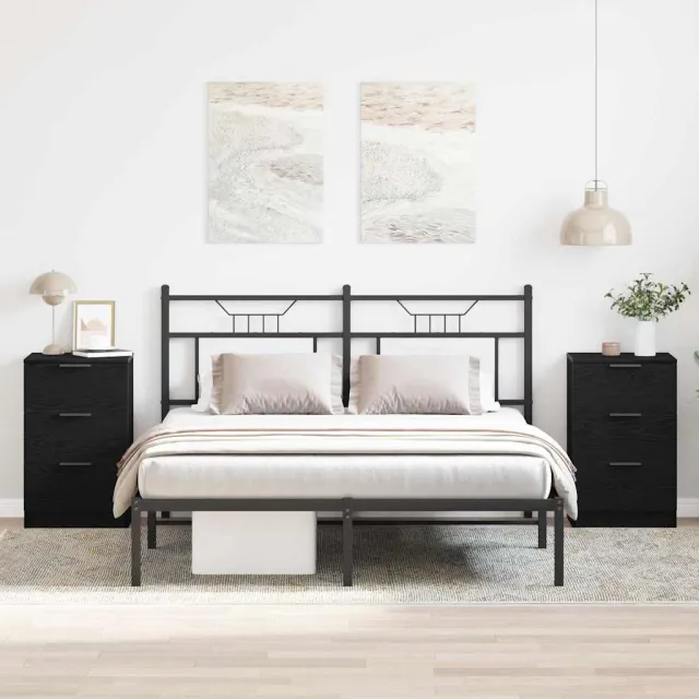 vidaXL Nachtkastje 2 st Zwart Eiken 40 x 65 x 65 cm Bewerkt hout, foto 2
