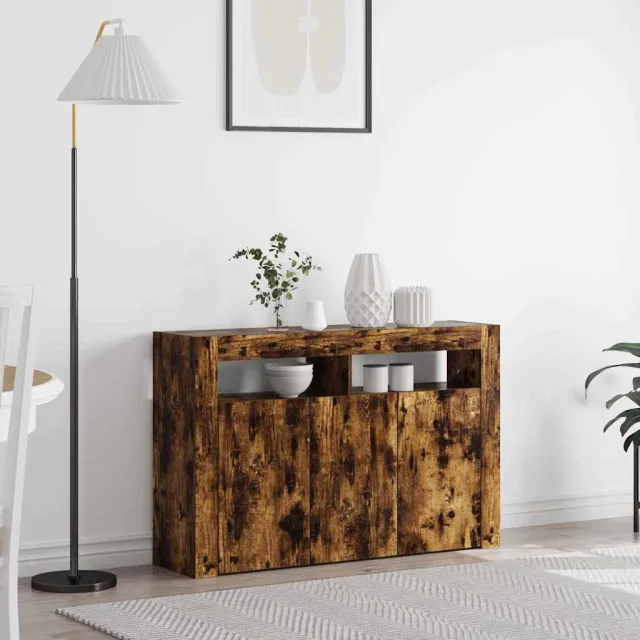 vidaXL Dressoir Gerookt eiken 116 x 30 x 75 cm Bewerkt hout, foto 2