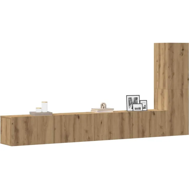 vidaXL 3-delig Tv-meubelset wandmontage bewerkt hout artisanaal eiken Bruin