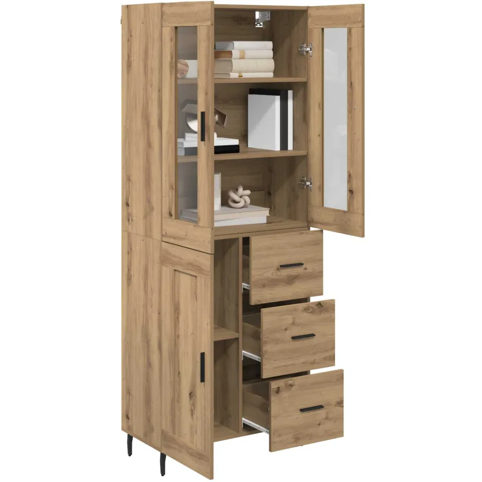 vidaXL Hoge kast 2 st Artisan Eiken 69,5 x 34 x 180 cm Bewerkt hout Bruin