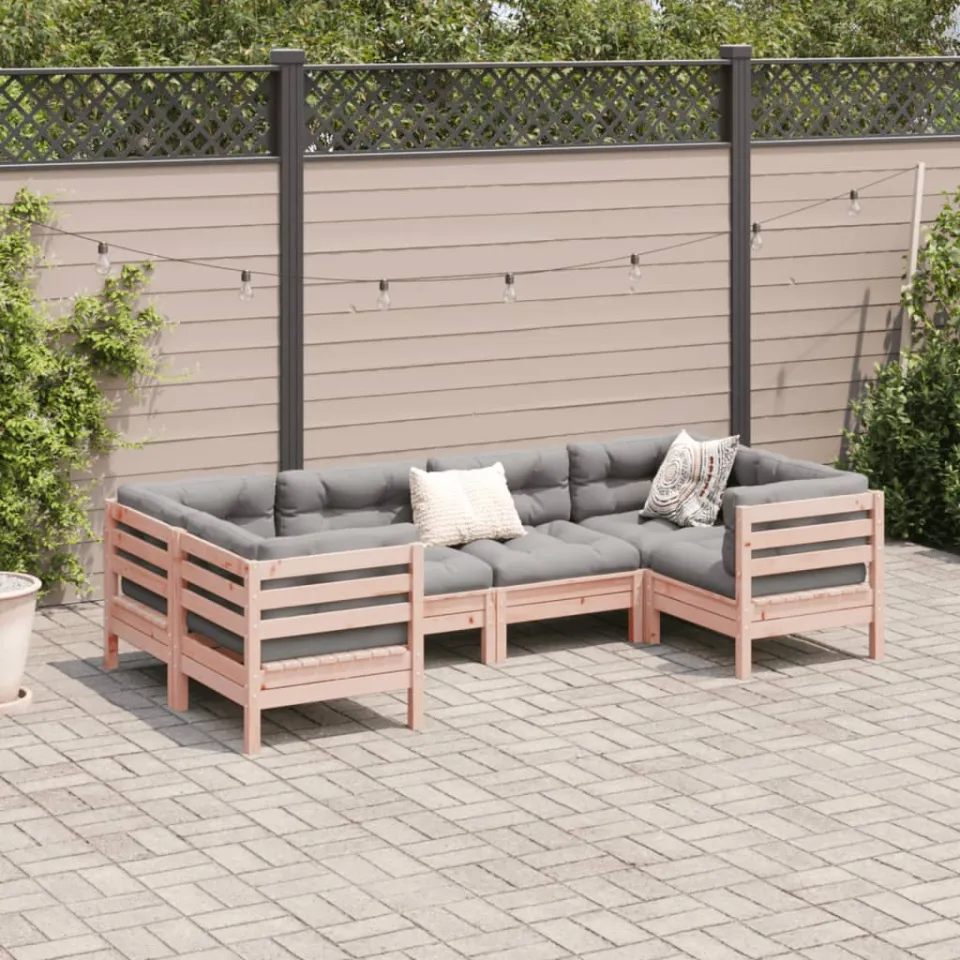 vidaXL 6-delige Loungeset met kussens massief douglas vurenhout bruin, foto 2