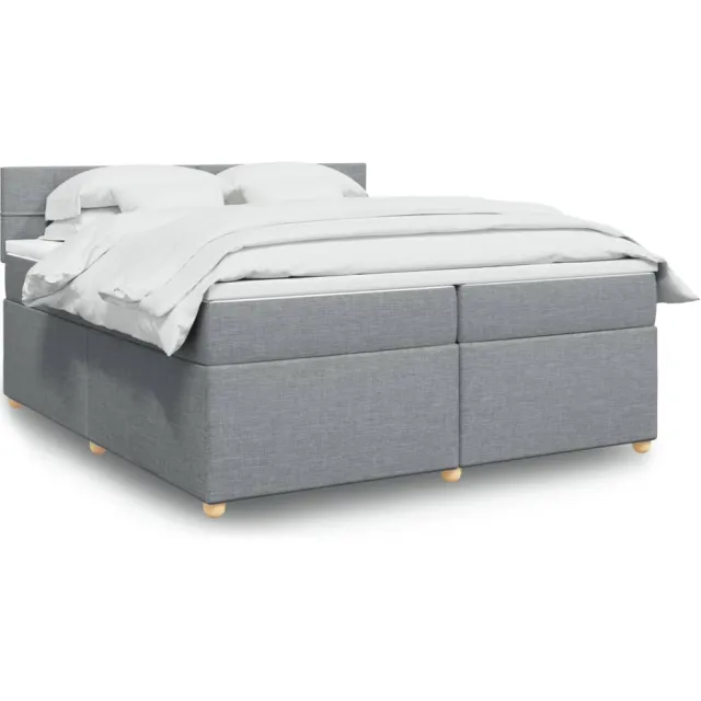 vidaXL Boxspring met matras stof lichtgrijs 200x200 cm grijs