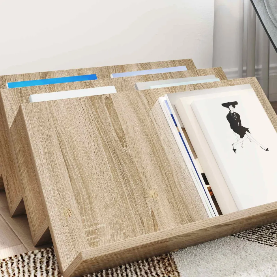 vidaXL Tijdschrift Rek Sonoma Eiken 65 x 53 x 28,5 cm Bewerkt hout, foto 3