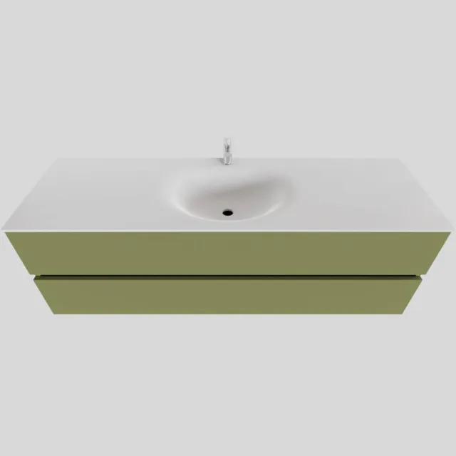 Boss & Wessing Badkamermeubel Solid Surface BWS Stockholm 150x46 cm Midden Mat Groen (met 1 kraangat)