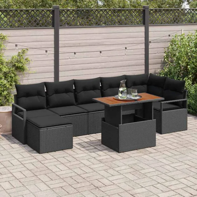 vidaXL Tuin Sofa Set 8 st Zwart Poly riet, foto 2